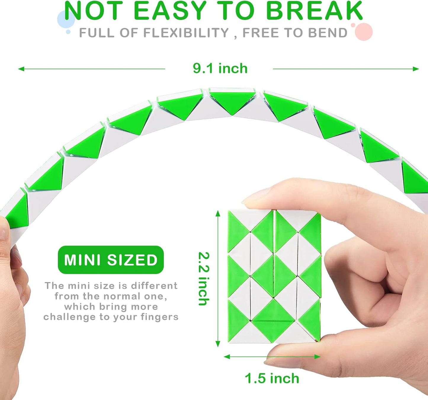 60 Pack Sensory Fidget Snake Cube 24 Blocks Twist Puzzles Toys Mini Snake Fidget Toy for Kids Teens