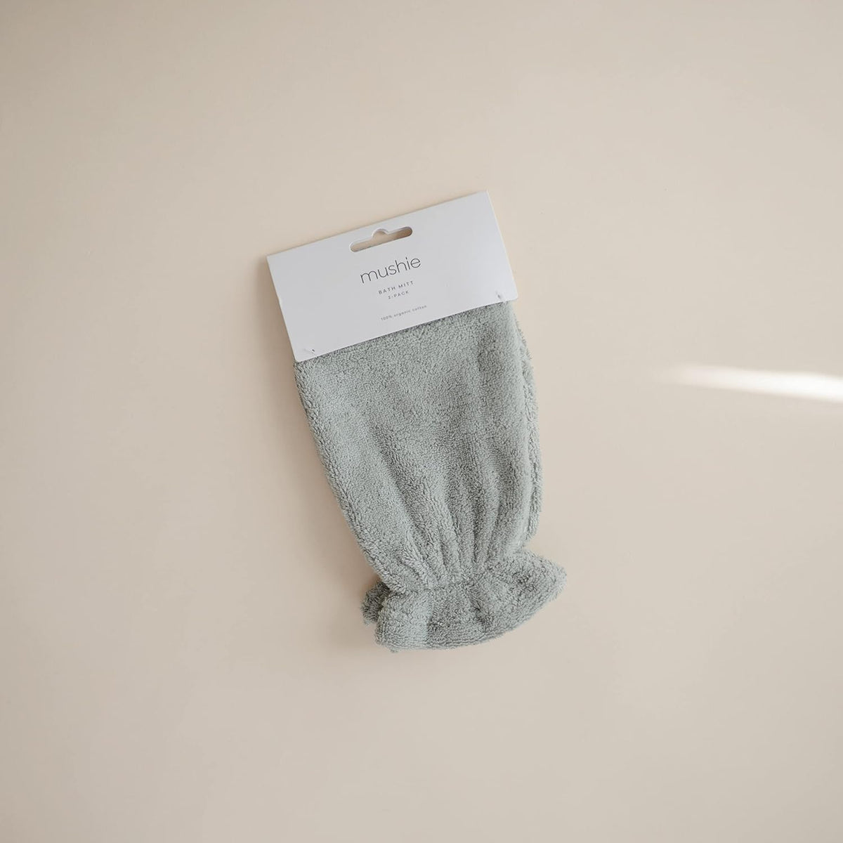 mushie Baby Bath Mitt | Organic Cotton | Pack of 2 (Moss)