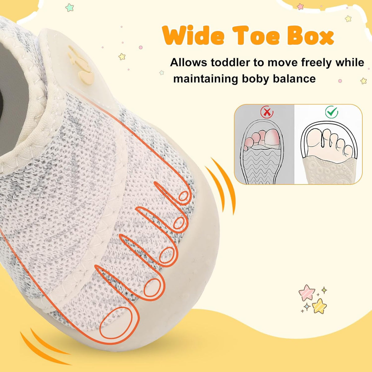 FEETCITY Baby First Walking Shoes Wide Baby Shoes Infant Sneakers Newborn Crib Shoe Barefoot