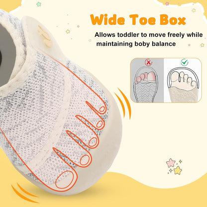 FEETCITY Baby First Walking Shoes Wide Baby Shoes Infant Sneakers Newborn Crib Shoe Barefoot
