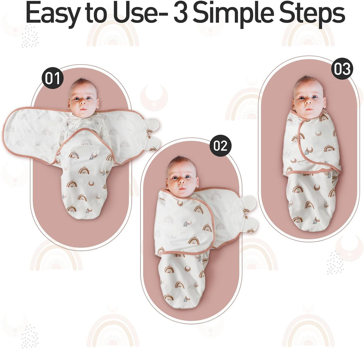 GLLQUEN BABY 3-Pack Organic Baby Swaddle Sleep Sacks for Newborn - Baby Swaddles 0-3 Months
