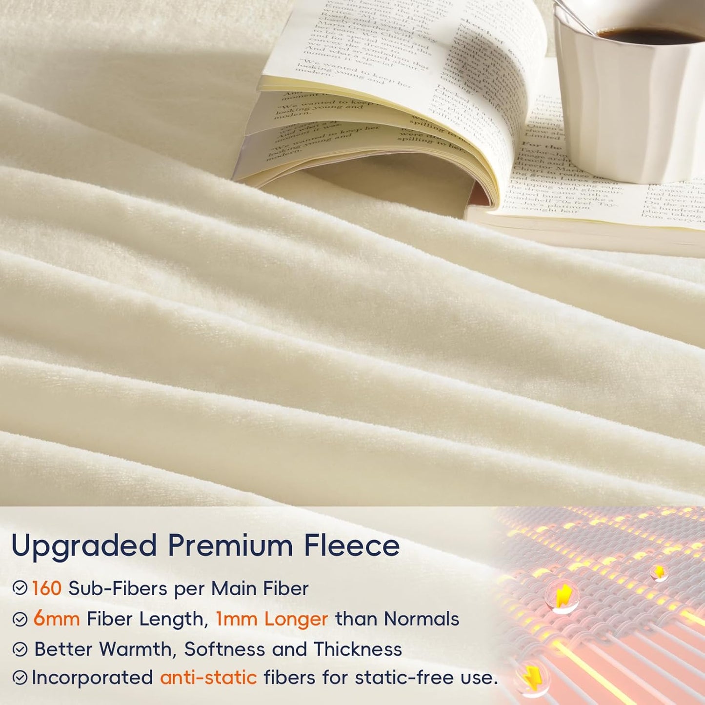 PHF Ultra Soft Fleece Blanket King Size, No Shed No Pilling Luxury Plush Cozy 300GSM Lightweight
