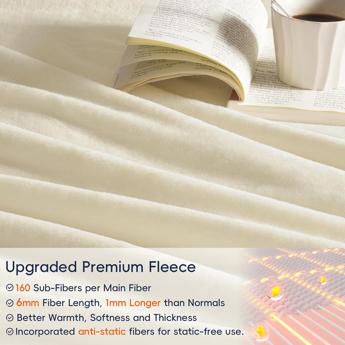 PHF Ultra Soft Fleece Blanket King Size, No Shed No Pilling Luxury Plush Cozy 300GSM Lightweight