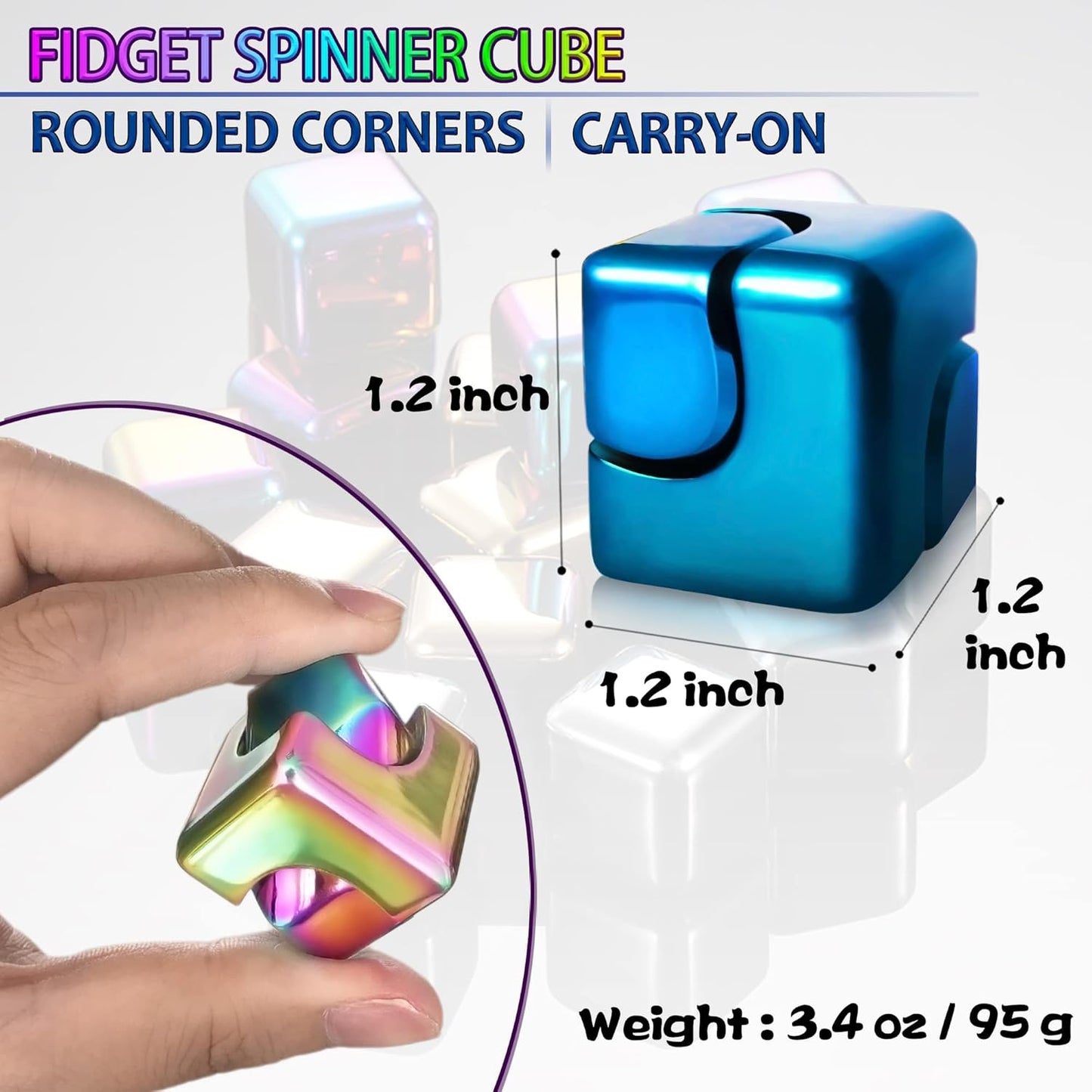 Fidget Spinner Toys Cube Adults, Easter Basket Stuffers for Teens Metal EDC Cool Desk Gadgets