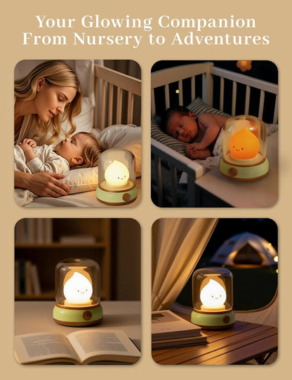 Smiley Night Light for Baby Nursery, Rechargeable Stepless Dimming Small Night Stand Lamps, Cute