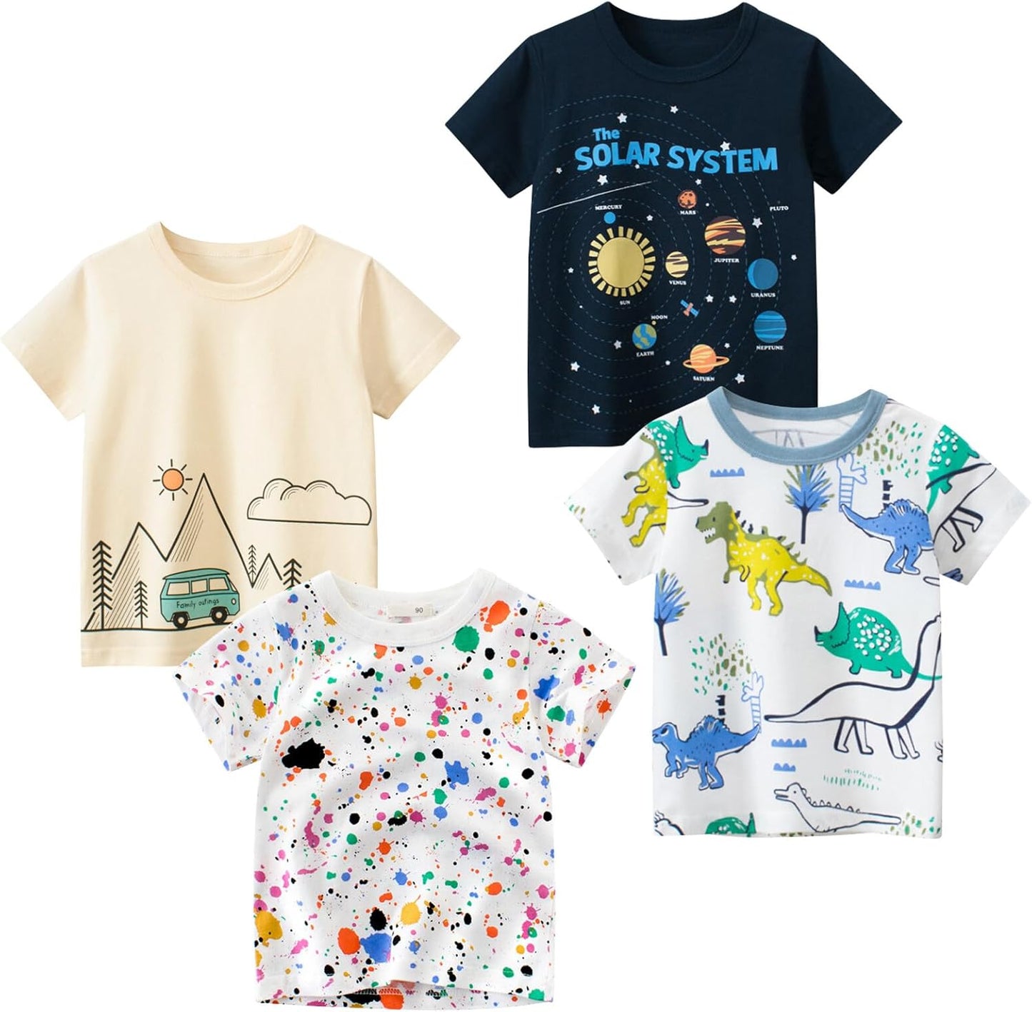Boys' 4-Pack Excavator Short Sleeve Crewneck T-Shirts Top Tee Size 2-7 Years Toddler Boys' Value