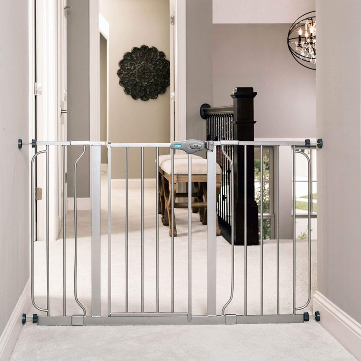 Regalo Easy Step 49-Inch Extra Wide Baby Gate, Includes 4-Inch and 12-Inch Extension Kit, 4 Pack of