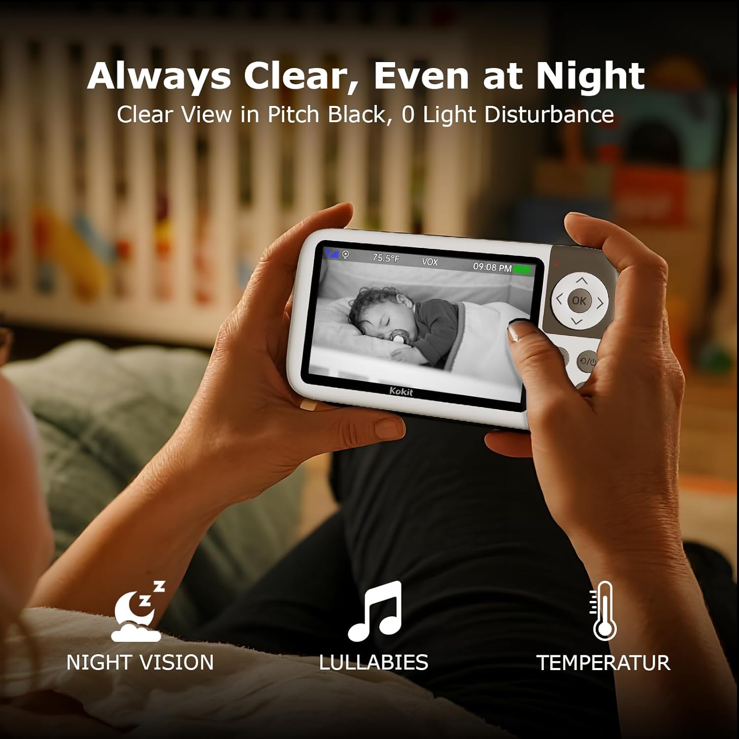 5'' Video Baby Monitor with Camera and Audio,36-Hrs Battery Life,HD Camera Remote Pan Tilt 3X