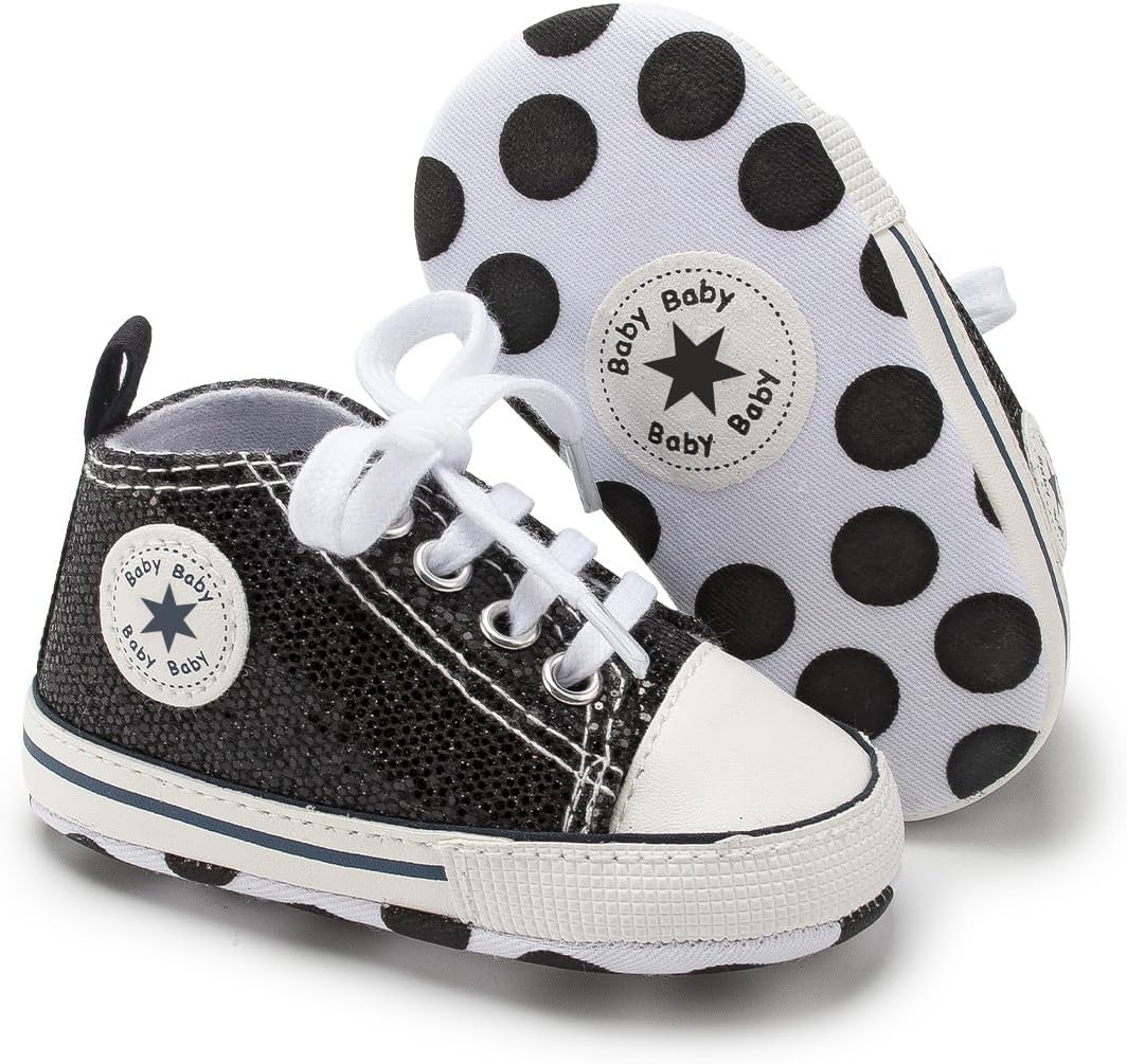 Unisex Baby Girls Boys Canvas High-top Shoes, Newborn Infant Anti-Slip Soft Sole Frist Walking