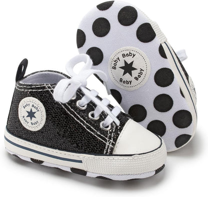 Unisex Baby Girls Boys Canvas High-top Shoes, Newborn Infant Anti-Slip Soft Sole Frist Walking
