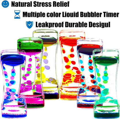 Liquid Motion Bubbler Timer Pack of 6 Great Desktop Colorful Hourglass Liquid Bubbler Sensory
