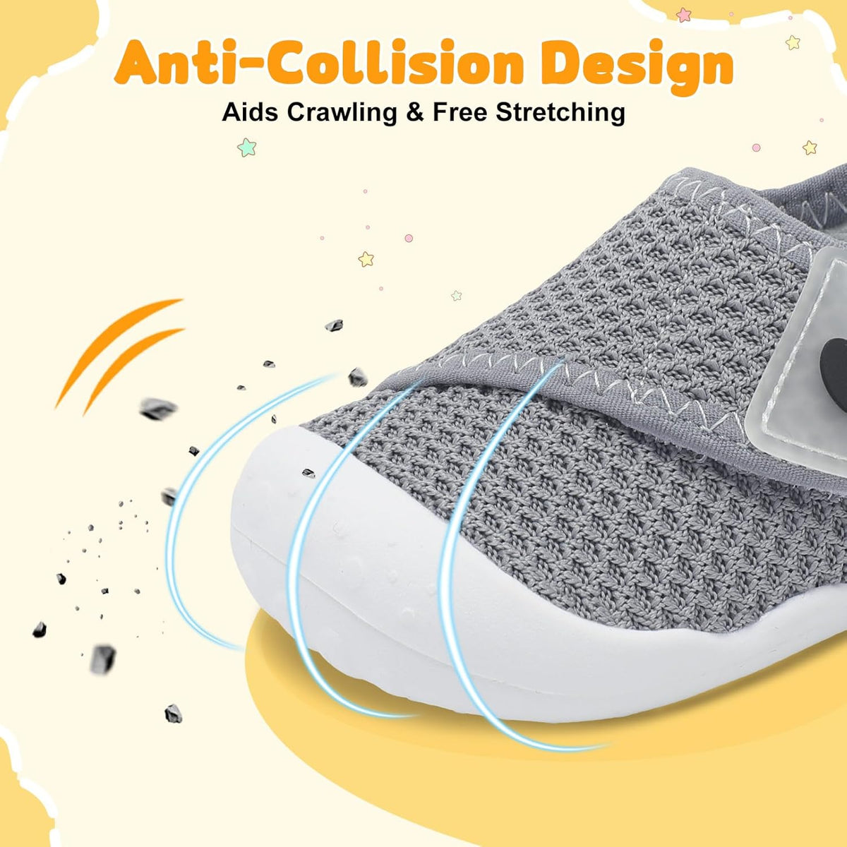 FEETCITY Baby First Walking Shoes Wide Baby Shoes Infant Sneakers Newborn Crib Shoe Barefoot