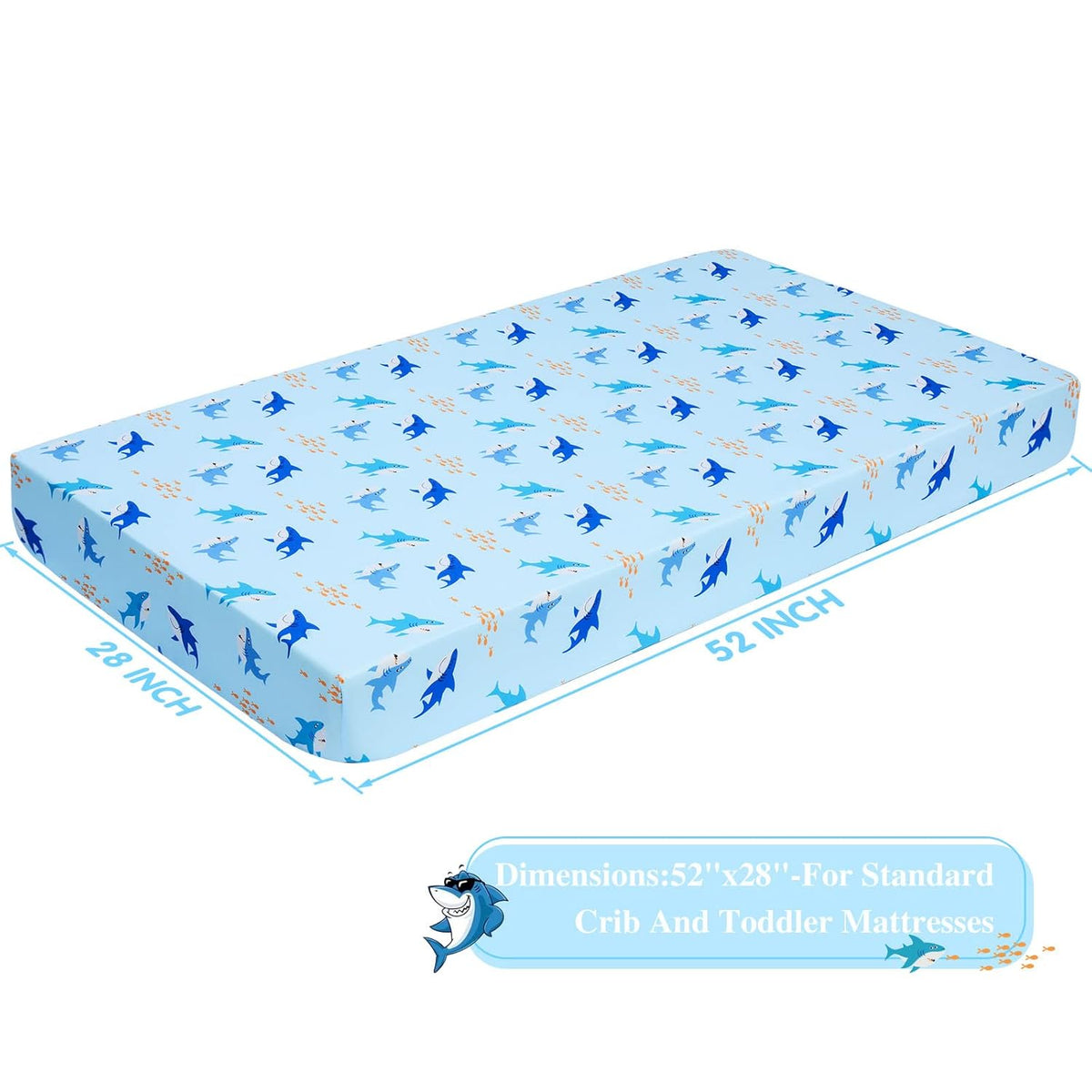 UOMNY Crib Sheet for Baby Boys Shark Fitted Crib Sheets for Standard Crib and Toddler Mattresses