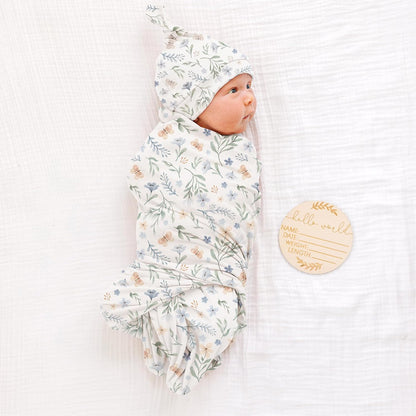 Konssy Baby Girl Newborn Receiving Blanket with Matching Headband and Beanie Set Baby Swaddle