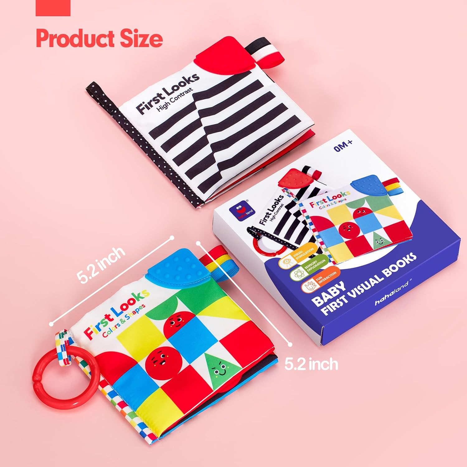 hahaland Baby Books 0-6 Months - 2PCS Infant Toys 0-6m Tummy Time Babies Toy Newborn Toys High