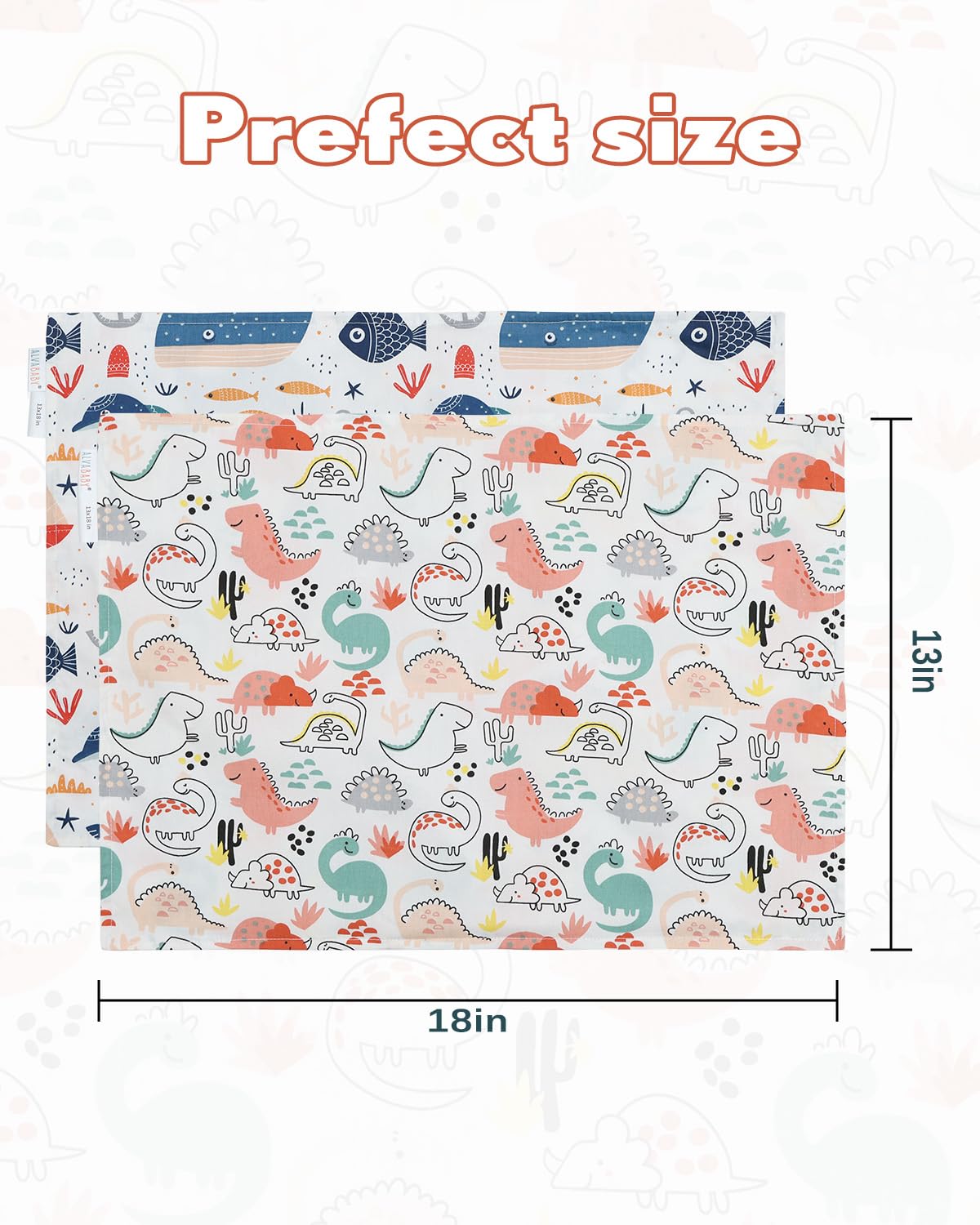 ALVABABY Toddler Pillowcases 2 Pack Organic Cotton Kids Pillow Cover Fit 13"x 18" or 12"x21"