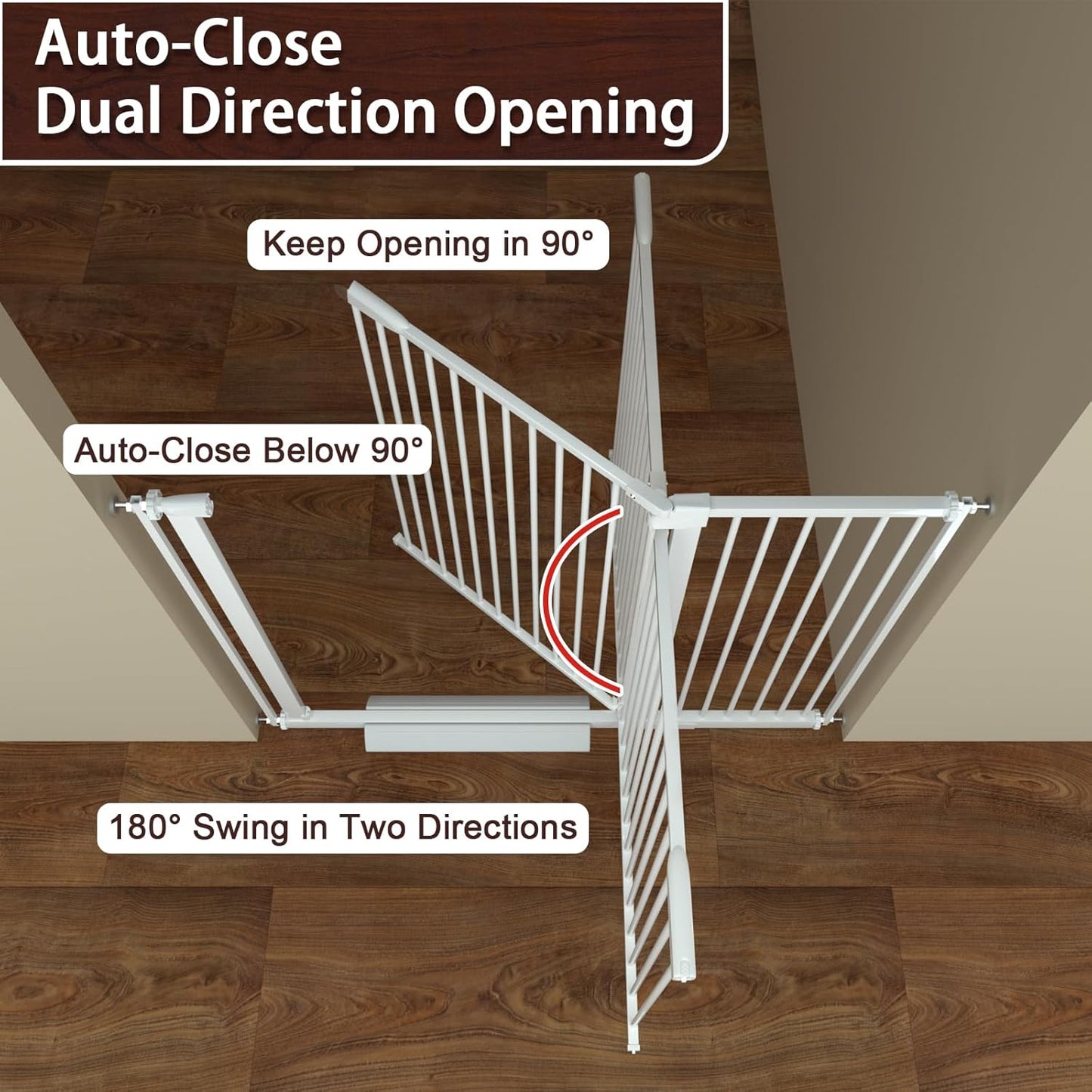 DEARBB Extra Wide Baby Gate Ultra Narrow Spacing 30.11-77.36" Pressure Mounted Double Lock Swing
