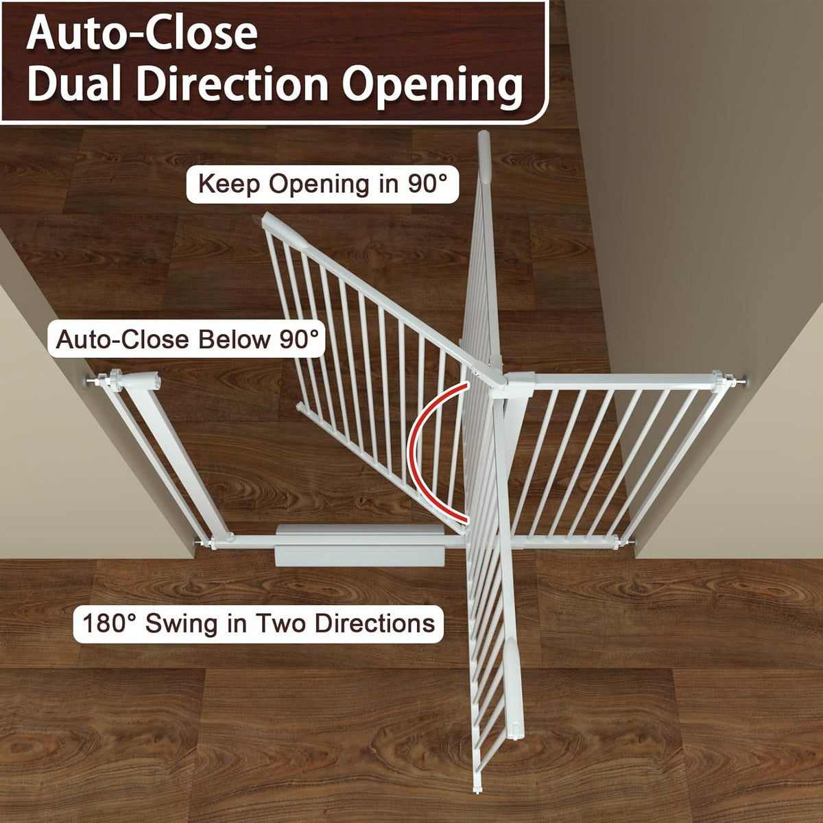 DEARBB Extra Wide Baby Gate Ultra Narrow Spacing 30.11-77.36" Pressure Mounted Double Lock Swing