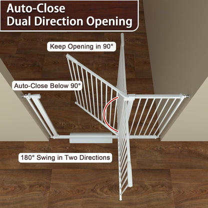 DEARBB Extra Wide Baby Gate Ultra Narrow Spacing 30.11-77.36" Pressure Mounted Double Lock Swing