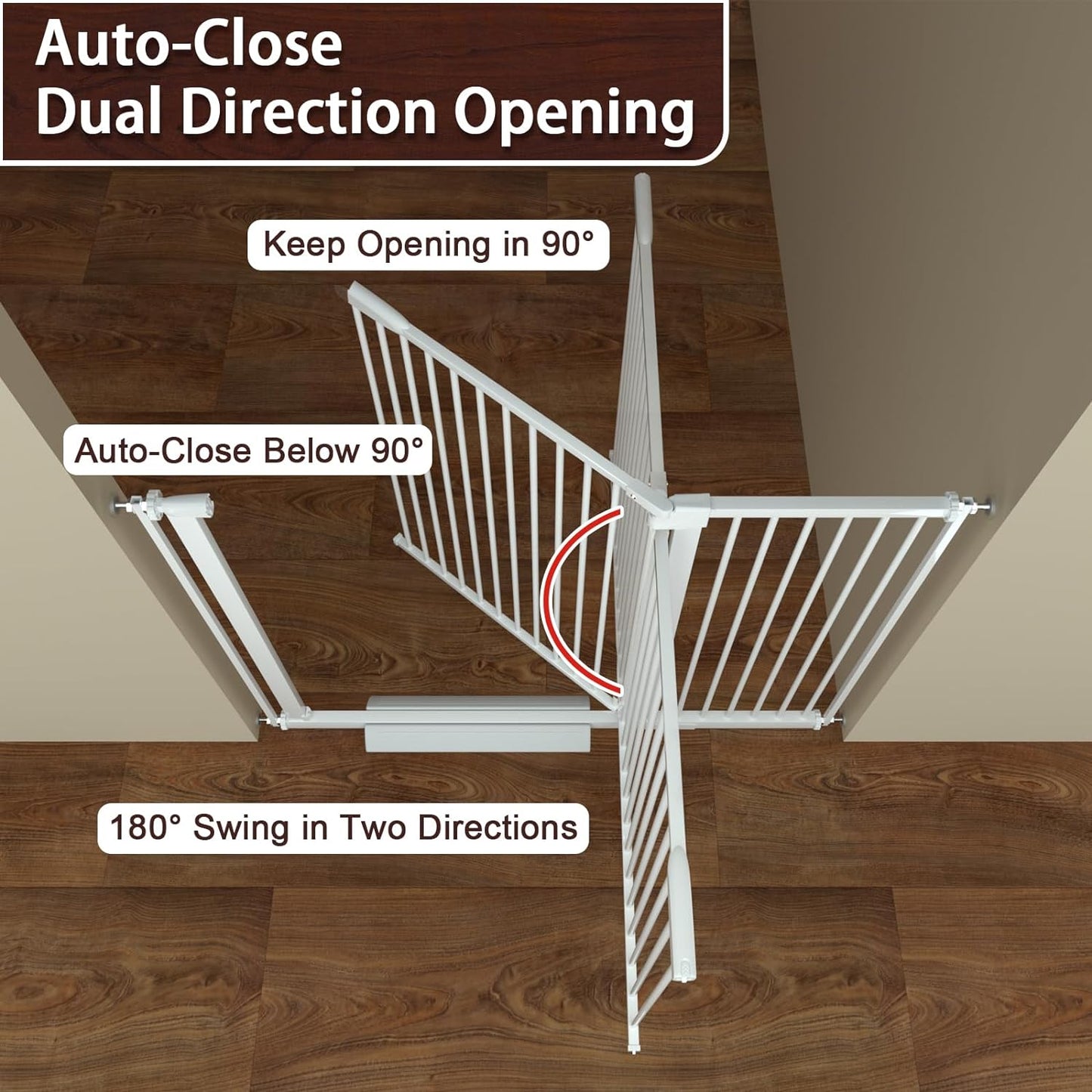 DEARBB Extra Wide Baby Gate Ultra Narrow Spacing 30.11-77.36" Pressure Mounted Double Lock Swing