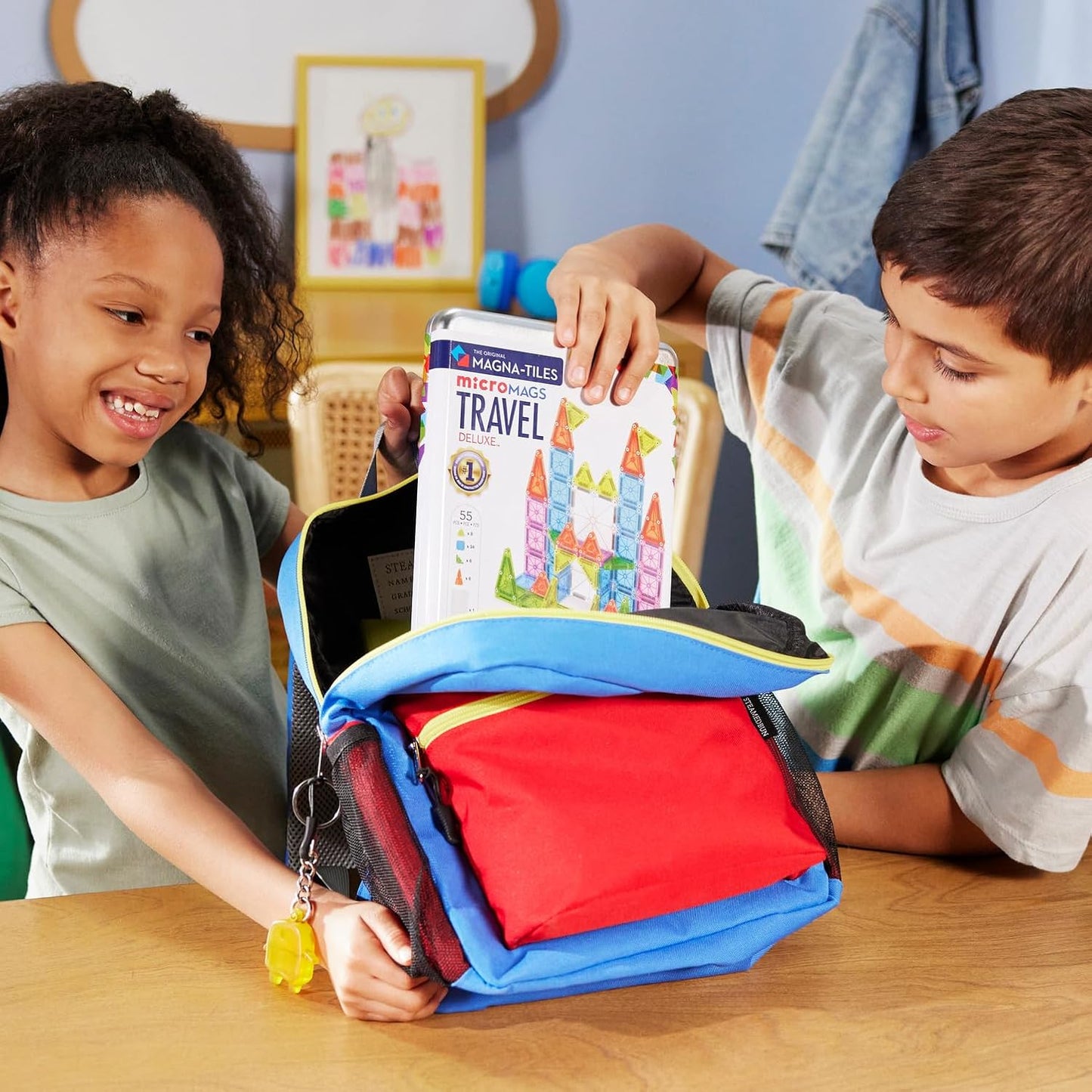 MAGNA-TILES microMAGS Travel Set Deluxe 55-Piece Magnetic Construction Set, The Original Magnetic