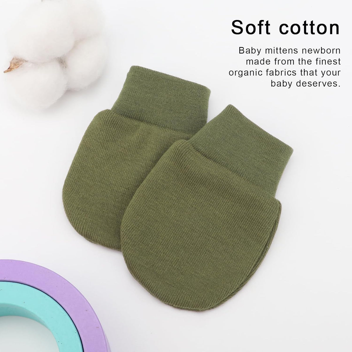 BQUBO 6 Pairs Newborn Baby Boys Girls Mittens 0-6 Months Unisex-Baby Infant Mittens Elastic No