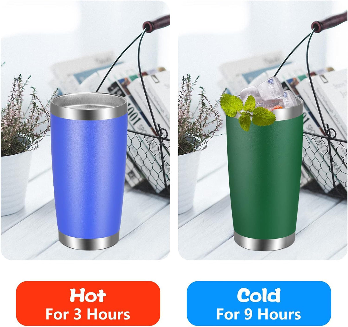 VEGOND 20oz Tumbler with Lid and Straw Stainless Steel Tumbler Cup Bulk Vacuum Insulated Double