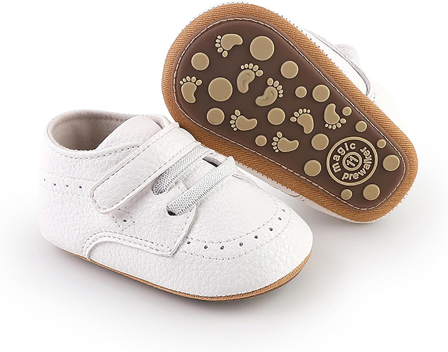 SOFMUO Baby Boys Girls High Top Ankle PU Leather Sneakers Soft Rubber Sole Infant Moccasins Newborn
