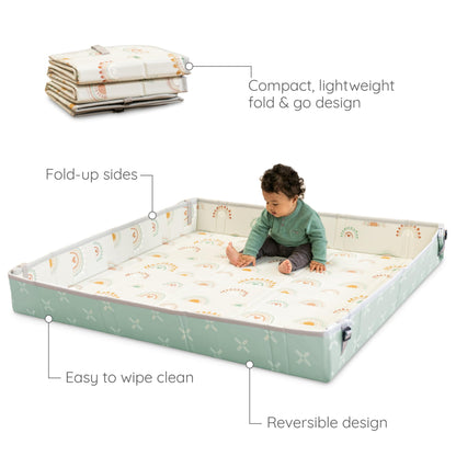Infantino Foldable Foam Play Mat Reversible 57x57 in, Rainbows