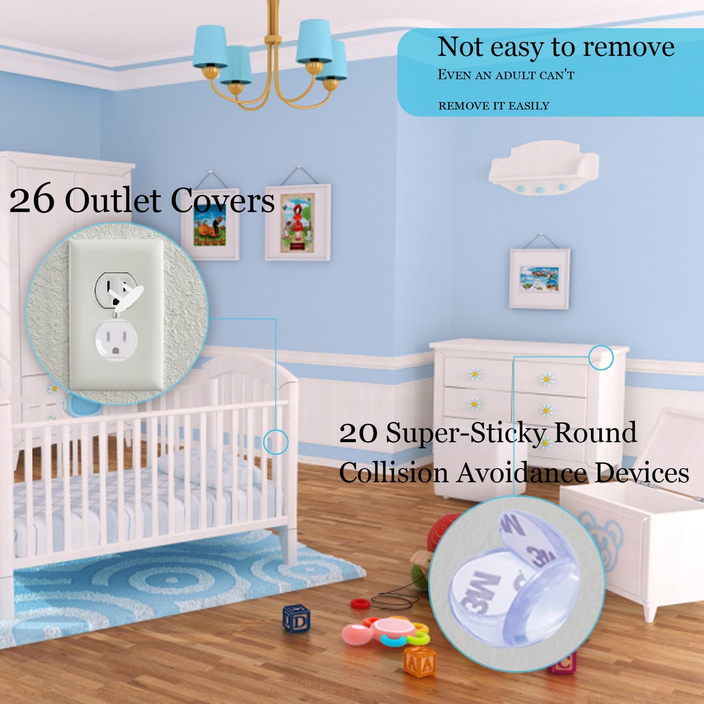 66 Pack Baby Proofing Kit | 12 Hidden Cabinet Drawer Locks, 8 Adjustable Latches, 26 Outlet Covers