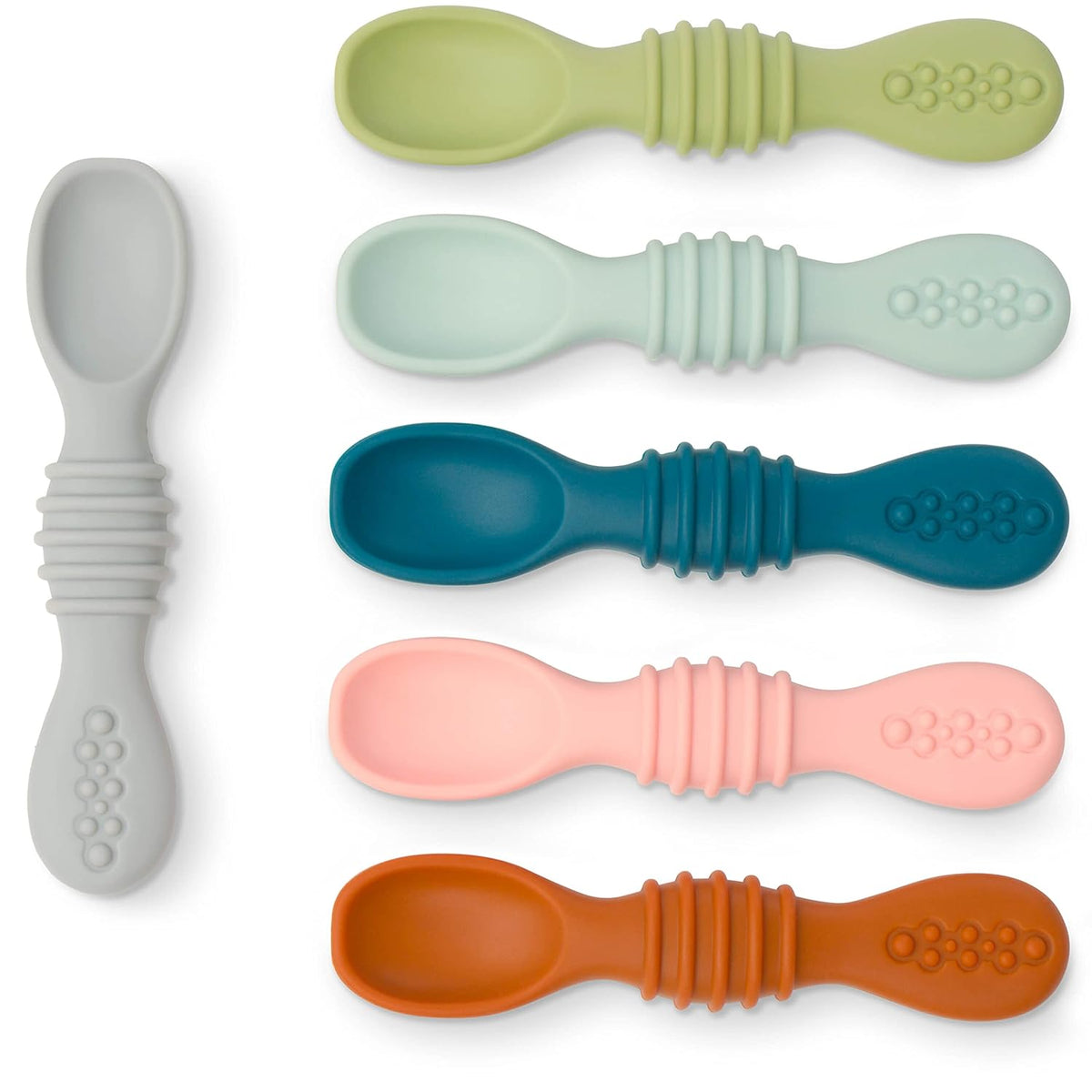 Simka Rose Silicone Baby Spoons Self Feeding (6 Pack)- First Stage Infant Spoons for Babies &