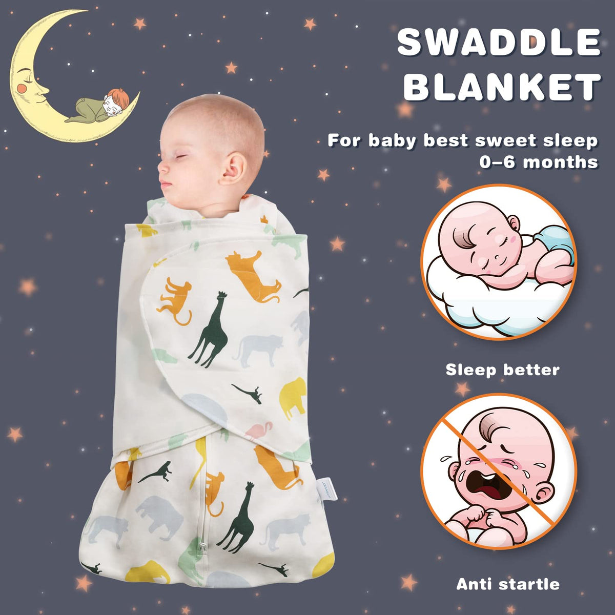 Swaddle-Blanket Baby Girl & Boy Swaddles Newborn Infant Transition 100% Cotton Wrap Blankets, 3-Way