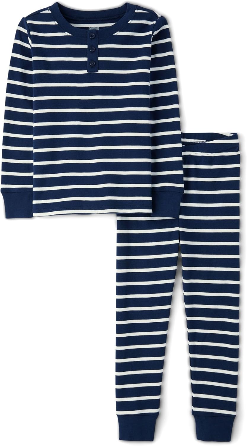 Gymboree Unisex Kid's and Toddler 100% Cotton Henley Long Sleeve Top and Pants,gymmies Pajama Set