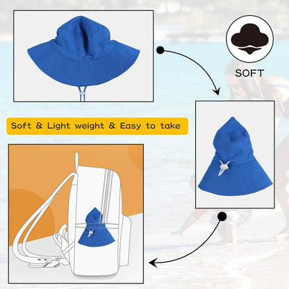 Peecabe Summer Baby Sun Hat for Boys Girls UPF 50+ Wide Brim Toddle Bucket Hat Adjustable Baby