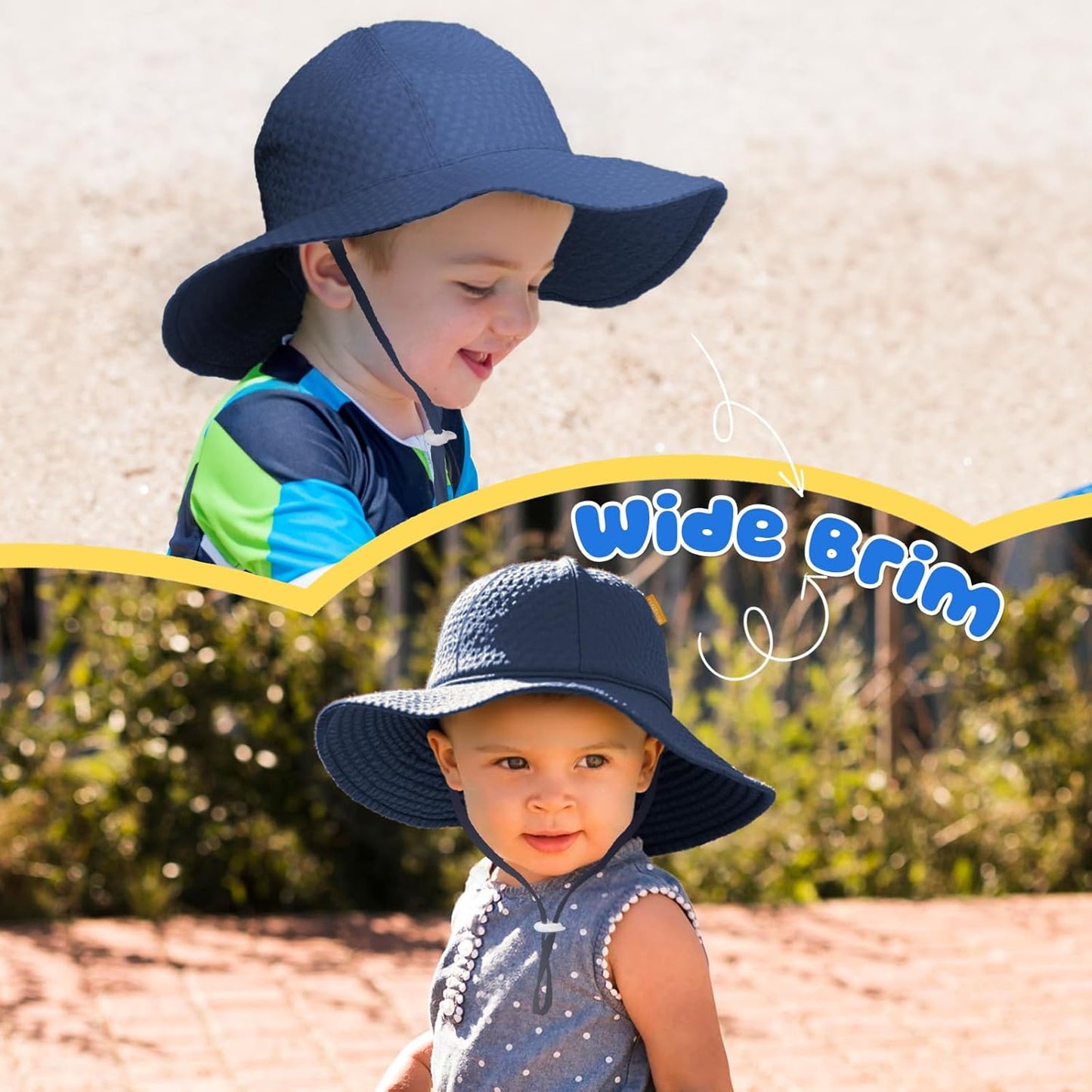HONGTEYA Baby Sun Hat Toddler Girl Beach Hat Adjustable Outdoor Summer Hat UPF 50+ Sun Protection