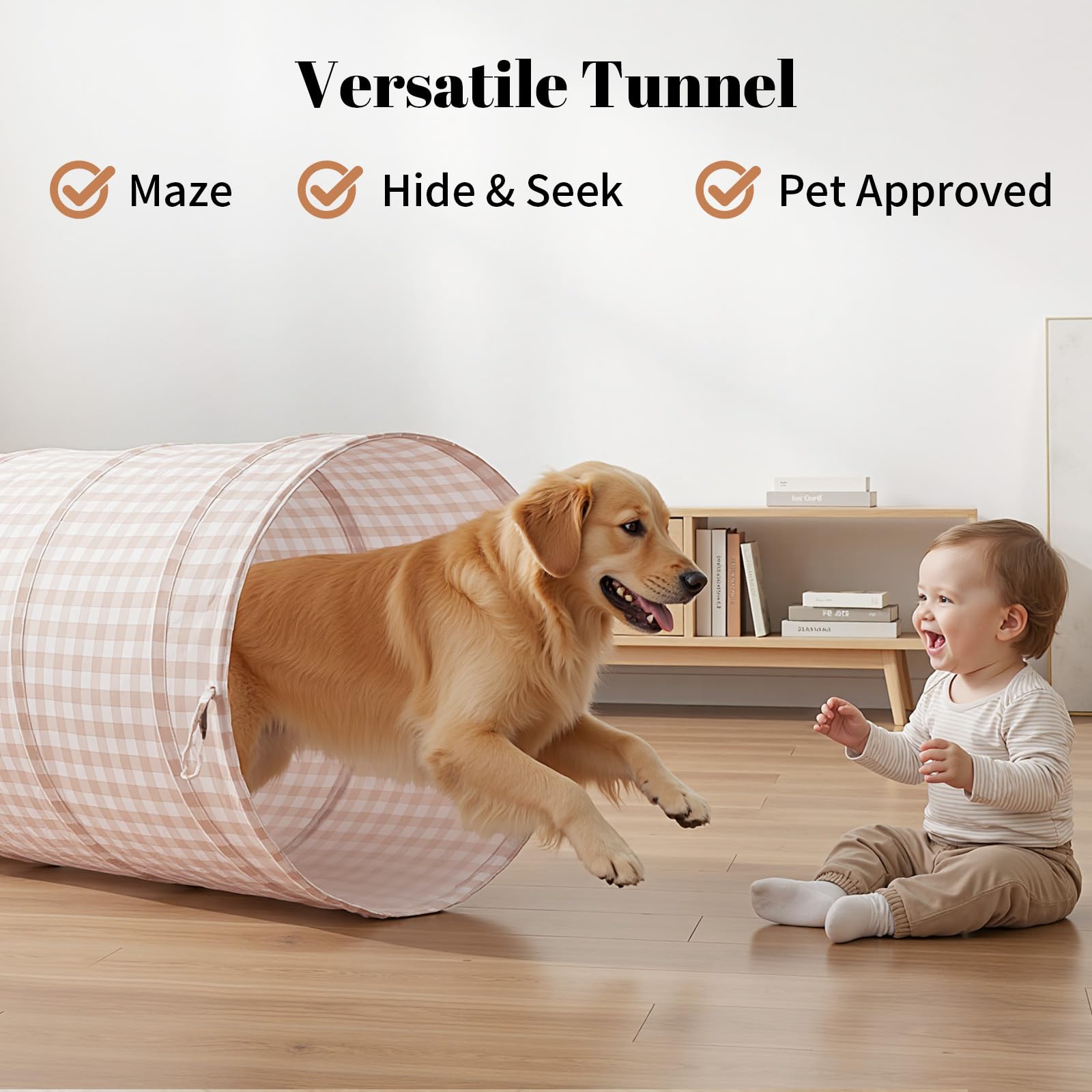Suncuber Tunnel Toys for Toddlers: Pop Up Kids Play Tunnel with Carry Bag - Collapsible Peachskin