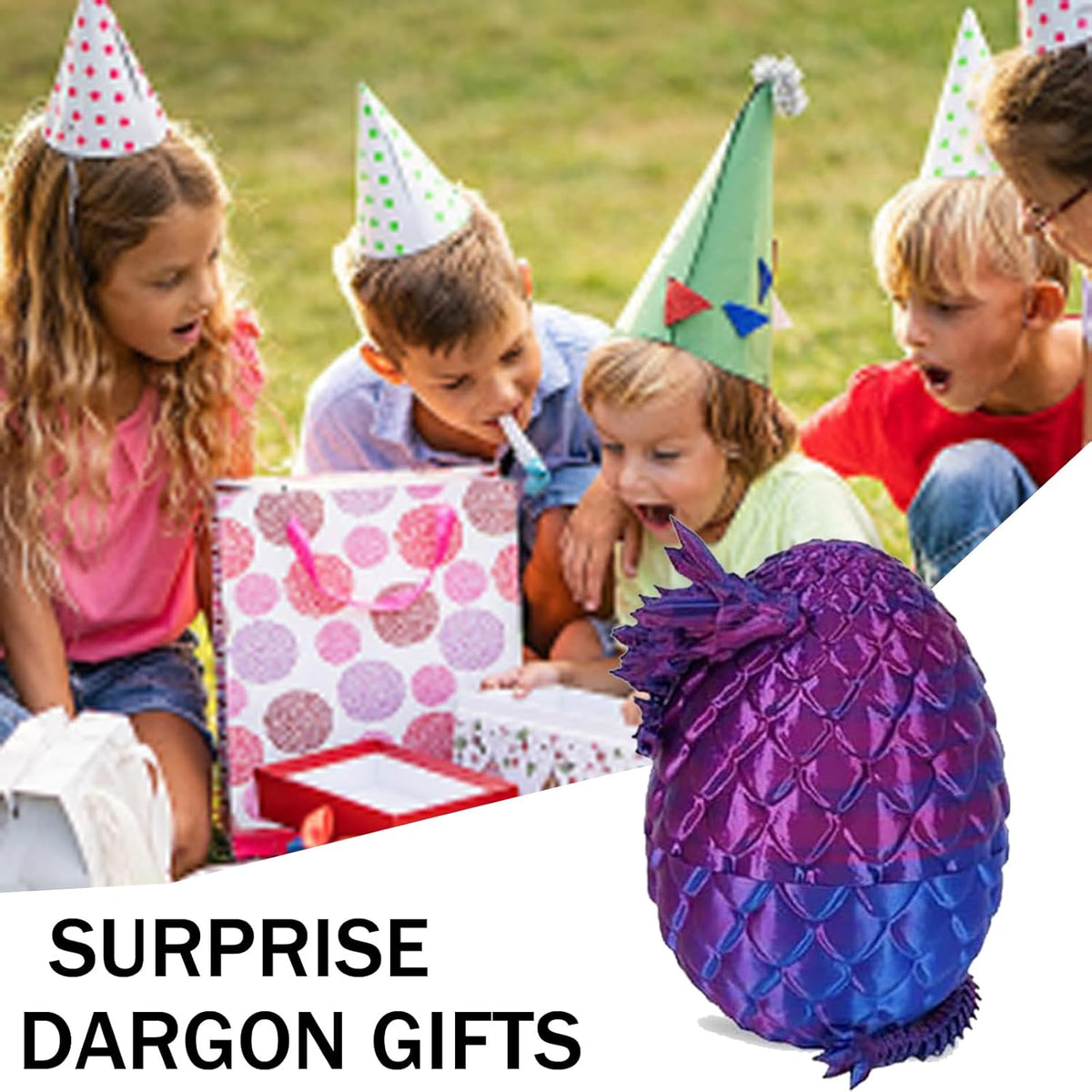 Easter Eggs Gifts for Kids, 3D Printed Dragon in Egg Easter Basket Stuffers Easter Toys for Kids