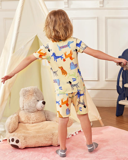 Bamboo Viscose Toddler Animal Pajamas Boys Girls Kids Cool Short Summer 12M-8Y Snug fit Pjs Set 2pcs