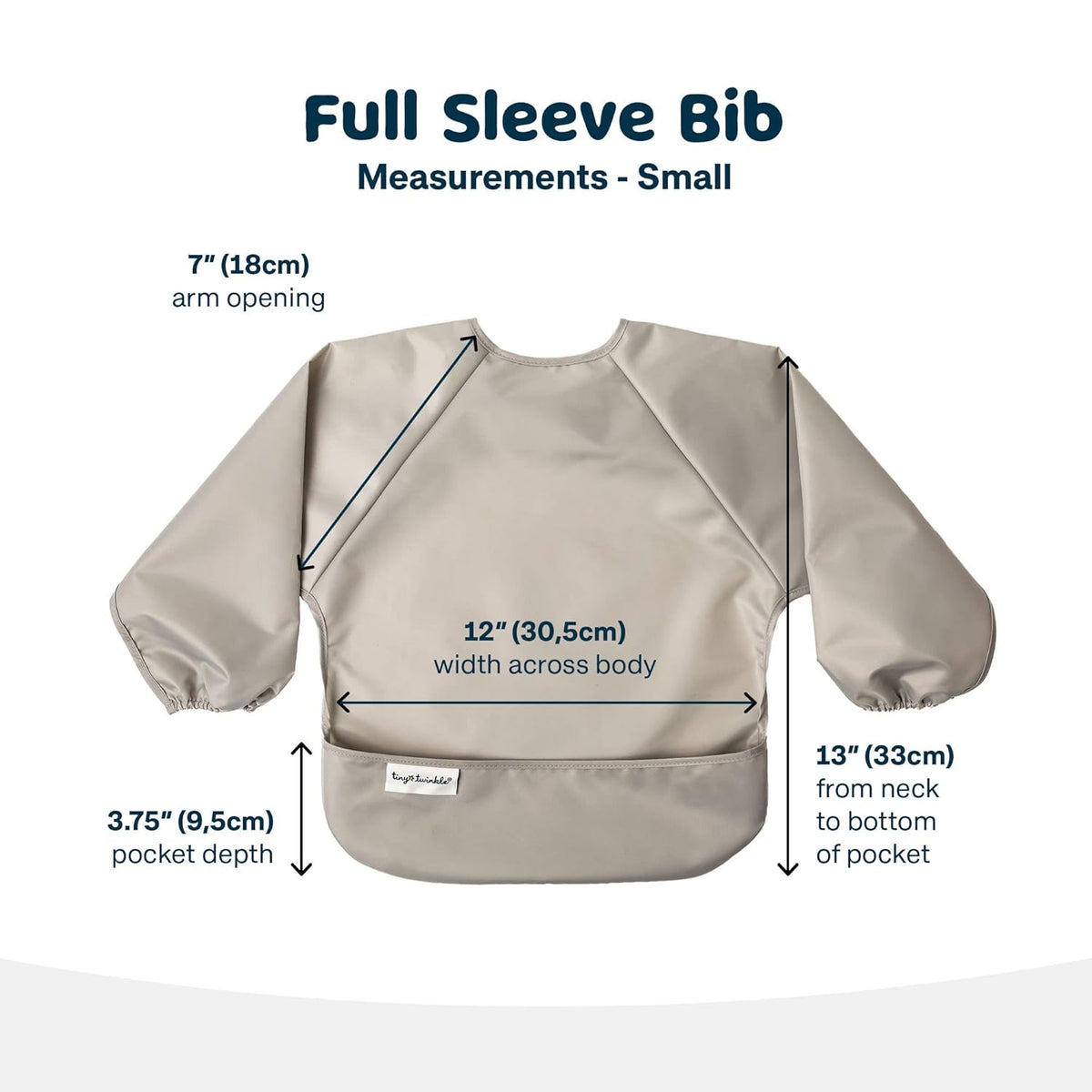 Tiny Twinkle Mess Proof Baby Bibs, 2pk Waterproof Smock Baby Bibs for Eating, Machine Washable Long