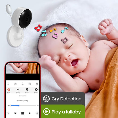 Baby Monitor with Camera and Audio, WiFi Indoor Video Baby Camera with Mount, Motion & Cry