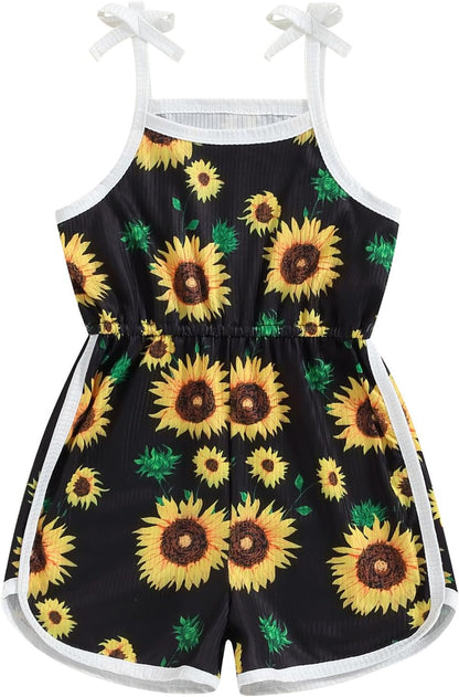 WZTYYDS Toddler Baby Girl Summer Clothes Floral Romper Tie-Up Strap Halter Jumpsuit Infant Summer