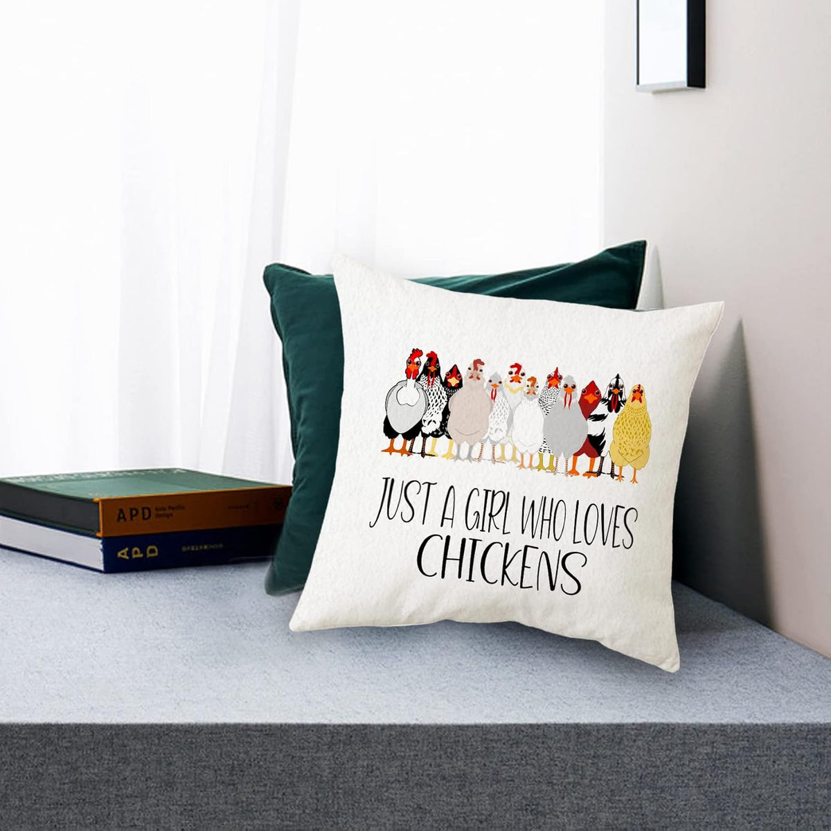 Sidhua Farmhouse Chicken Themed Pillowcase Decorations for Home, Just A Girl Who Loves Chickens