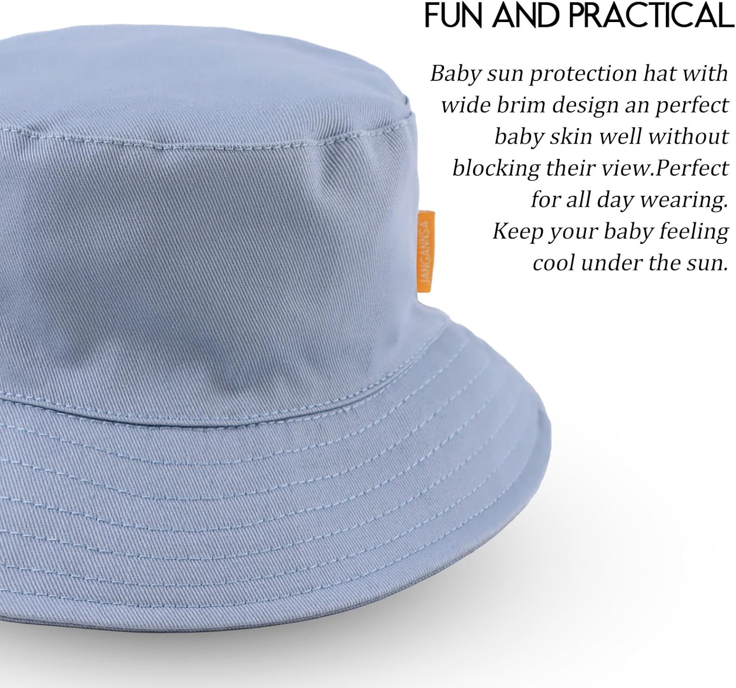 JANGANNSA Cotton Baby Sun Hat Infant Toddler Boys Girls Bucket Hats Summer Sun Protection Kids
