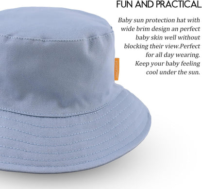 JANGANNSA Cotton Baby Sun Hat Infant Toddler Boys Girls Bucket Hats Summer Sun Protection Kids