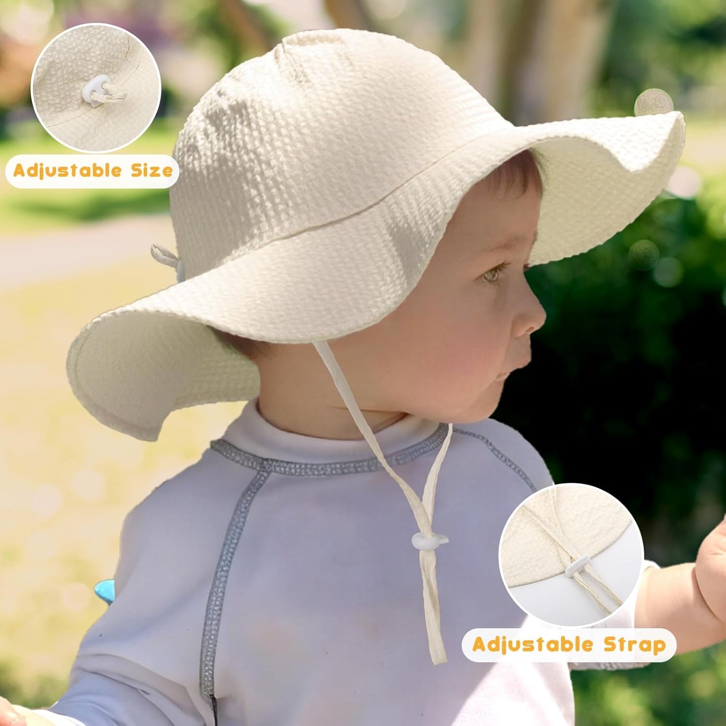 HONGTEYA Baby Sun Hat Toddler Girl Beach Hat Adjustable Outdoor Summer Hat UPF 50+ Sun Protection