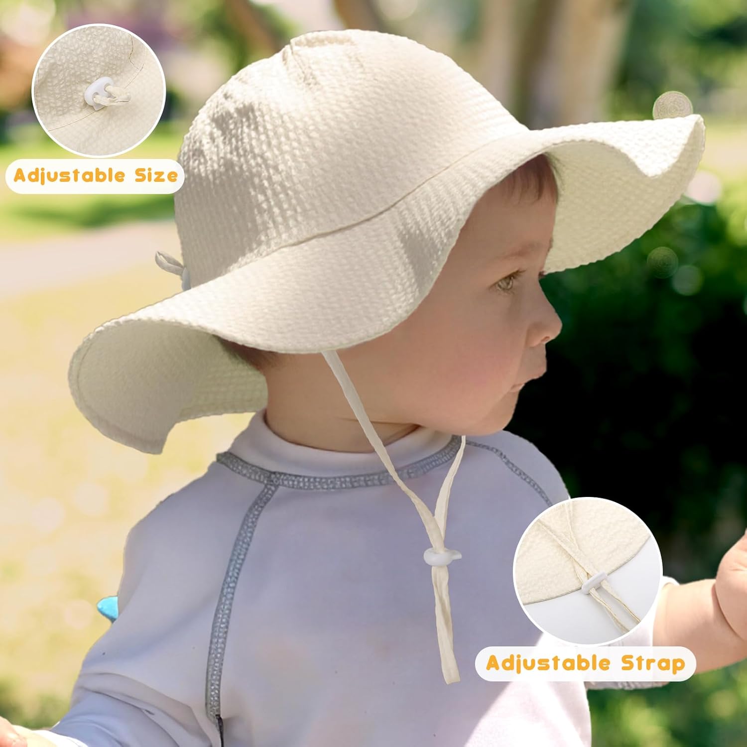 HONGTEYA Baby Sun Hat Toddler Girl Beach Hat Adjustable Outdoor Summer Hat UPF 50+ Sun Protection