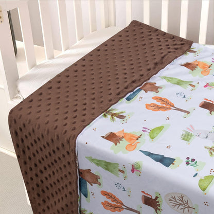 Baby Blanket for Boys Girls Soft Minky with Double Layer Dotted Backing, Primary Forest Printed 30