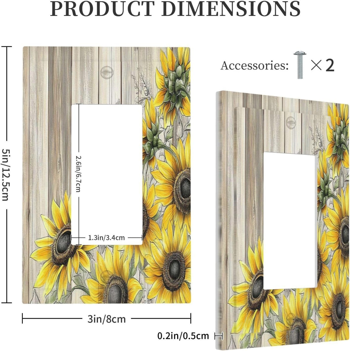 Decorative Outlet Covers Floral Sunflower Rustic Flower Vintage Wood 1 Gang Single Rocker Light