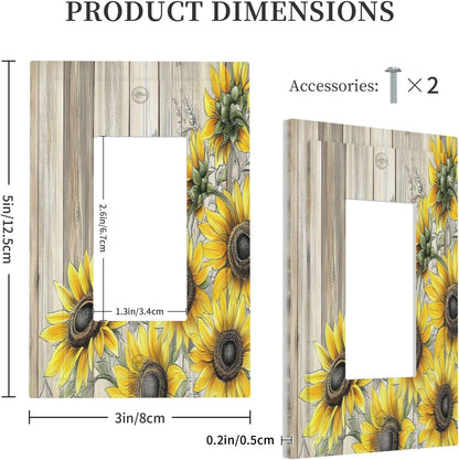 Decorative Outlet Covers Floral Sunflower Rustic Flower Vintage Wood 1 Gang Single Rocker Light