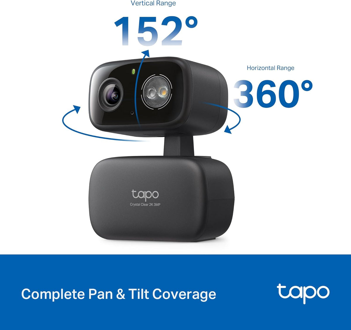 Tapo 2K 3MP Pan/Tilt Indoor/Outdoor Security Camera, Free Person/Baby Cry Detect & Track, 360° Pan